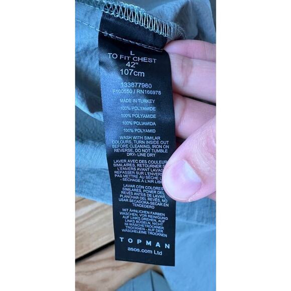 NWT Topman Button Up Shirt Size Large Men’s Olive Short Sleeve - Picture 4 of 7